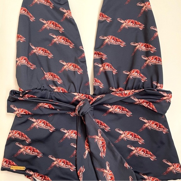 Verdelimon Turtle Deep V Halter-Style One-piece Swimsuit Size Small - Picture 3 of 14